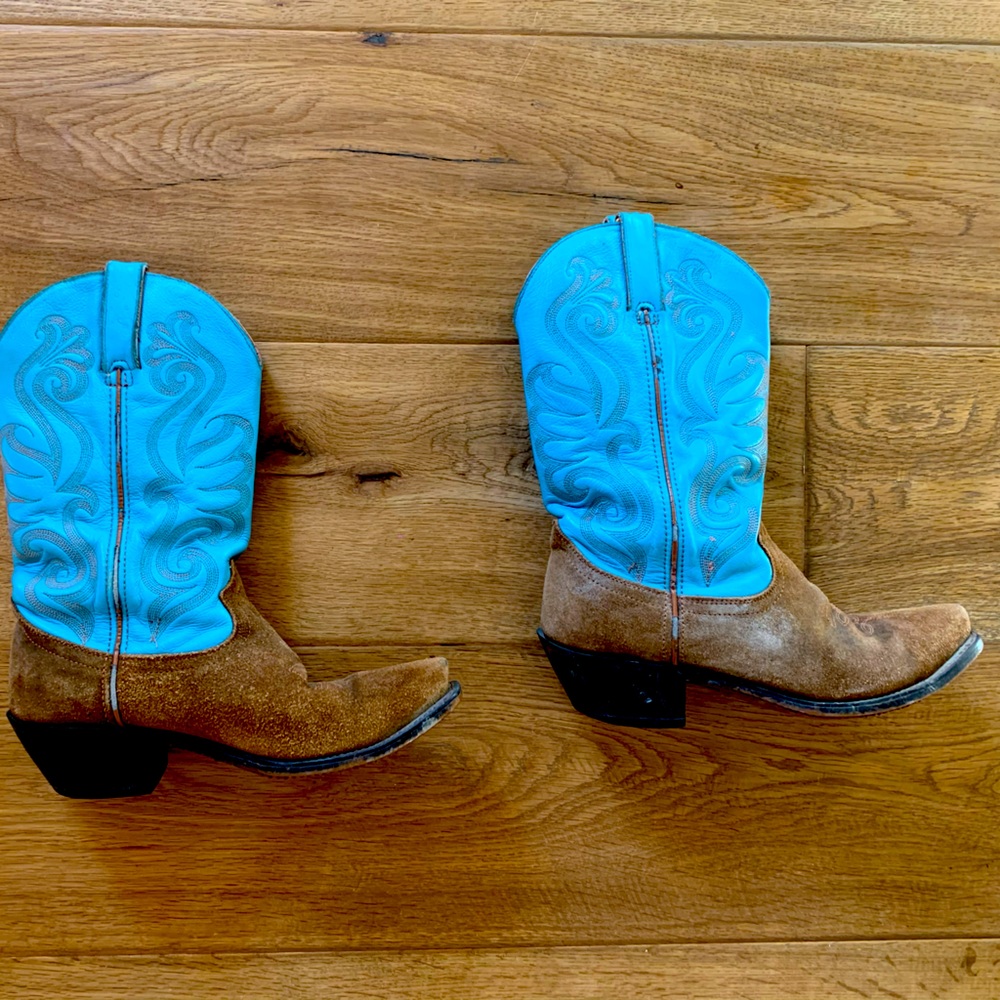 Turquoise and Leather Cowboy Boots